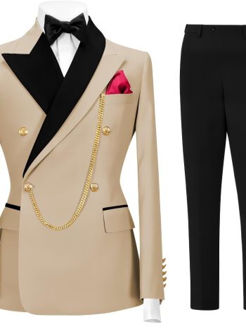 Double-Breasted Slim-Fit Formal Tuxedo (Wedding & Prom)