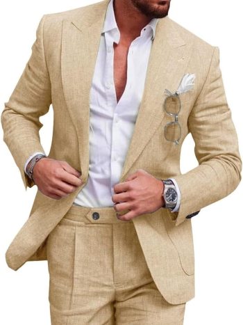 Lightweight Linen Two-Piece Vacation Suit (Peak Lapel)