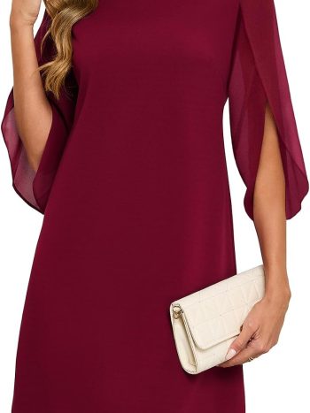 High-Neck Long-Sleeve Crystal-Detail Dress