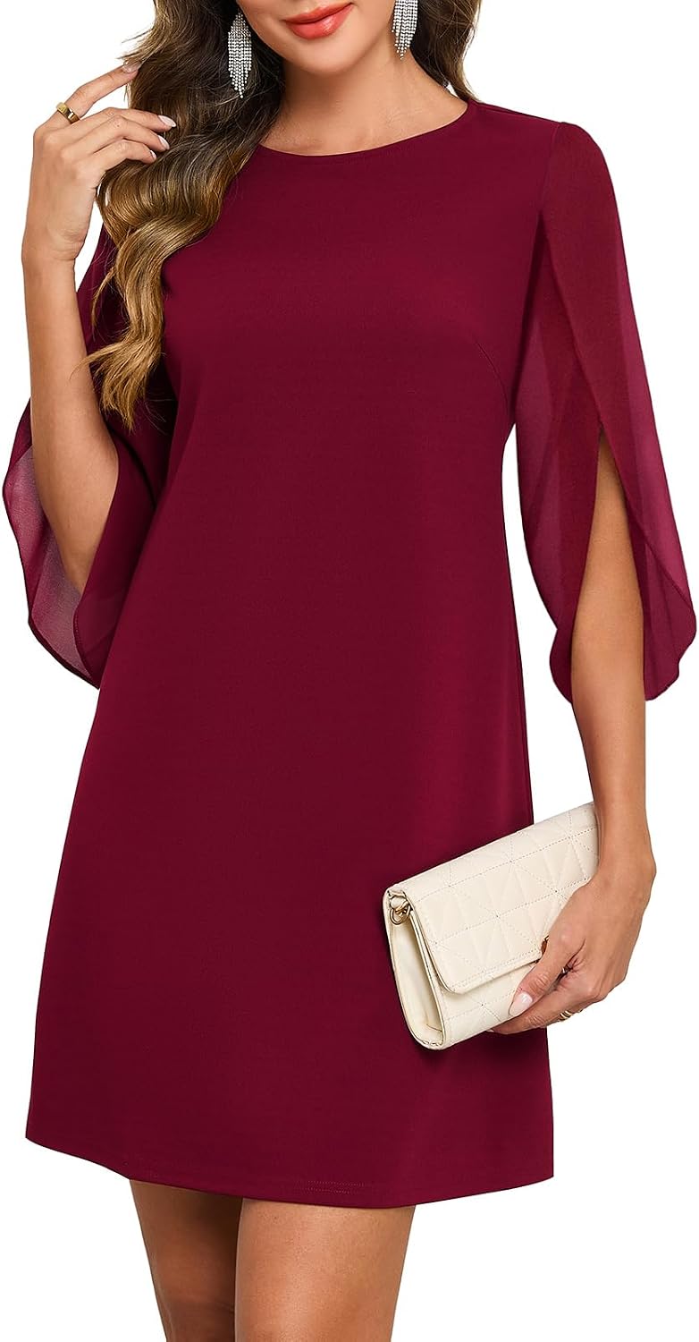 High-Neck Long-Sleeve Crystal-Detail Dress
