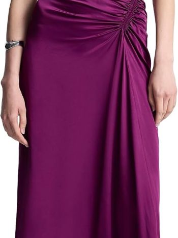 Sleeveless Evening Gown with Sculptural Draping