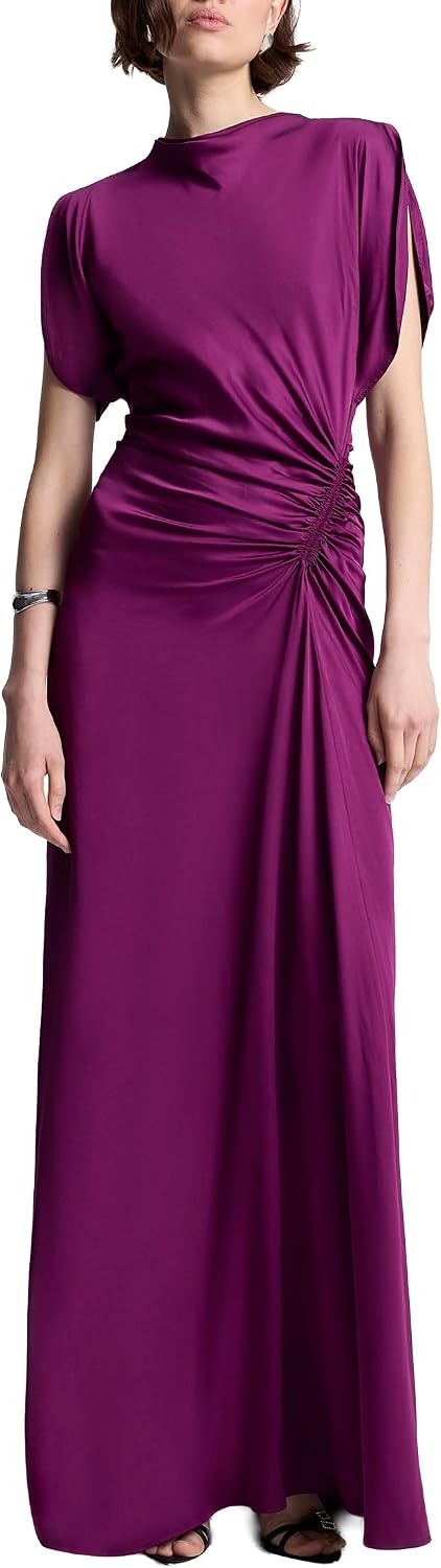 Sleeveless Evening Gown with Sculptural Draping