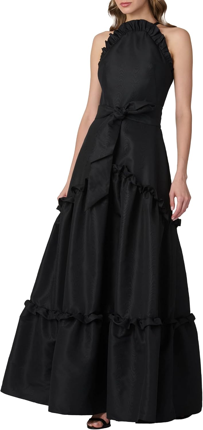 Sleeveless Evening Gown with Sculptural Draping