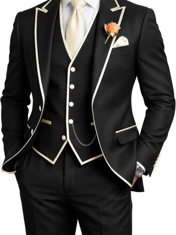 Black Three-Piece Tuxedo Set (Groom & Groomsman)