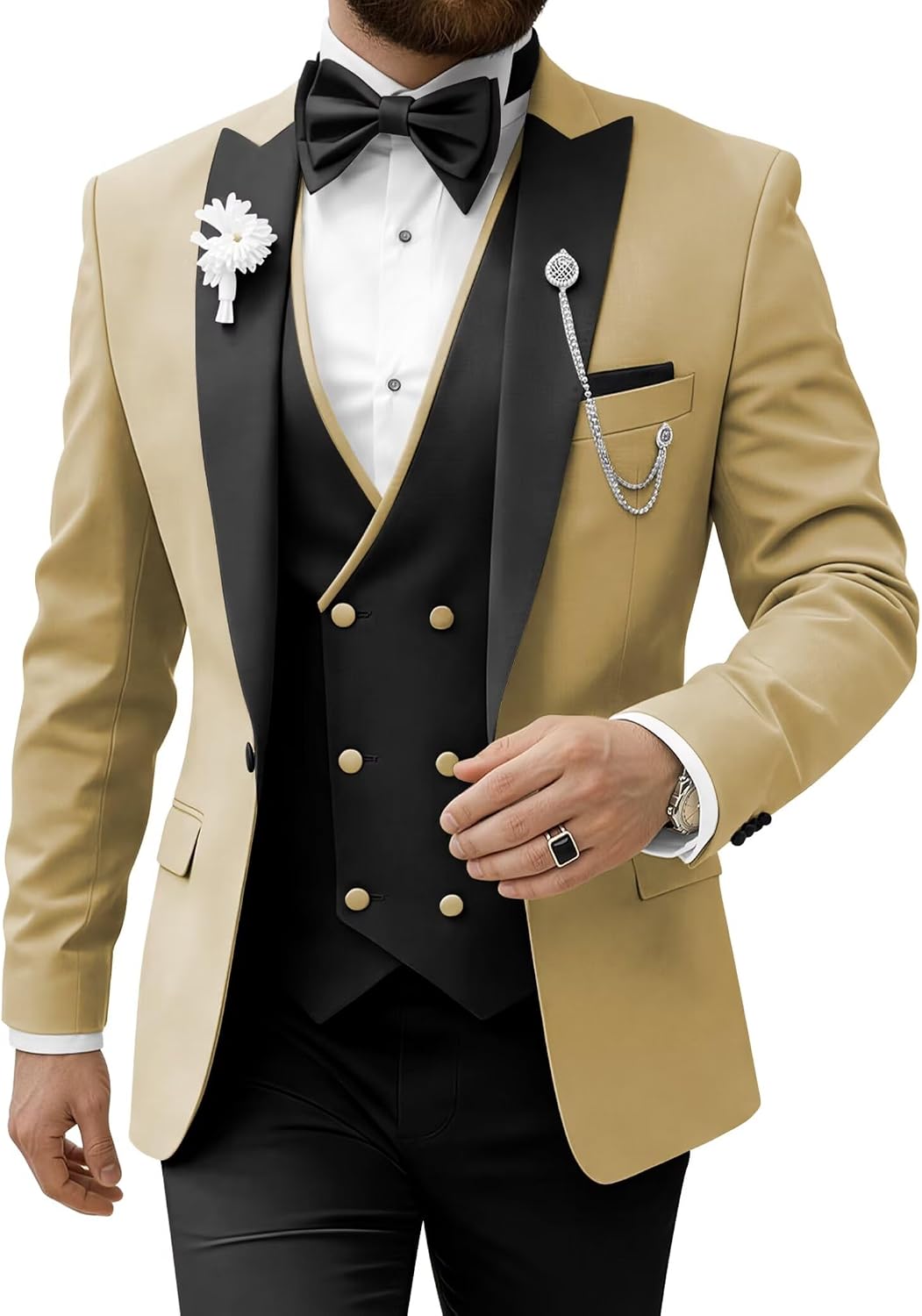 Contemporary Three-Piece Slim-Fit Business Suit