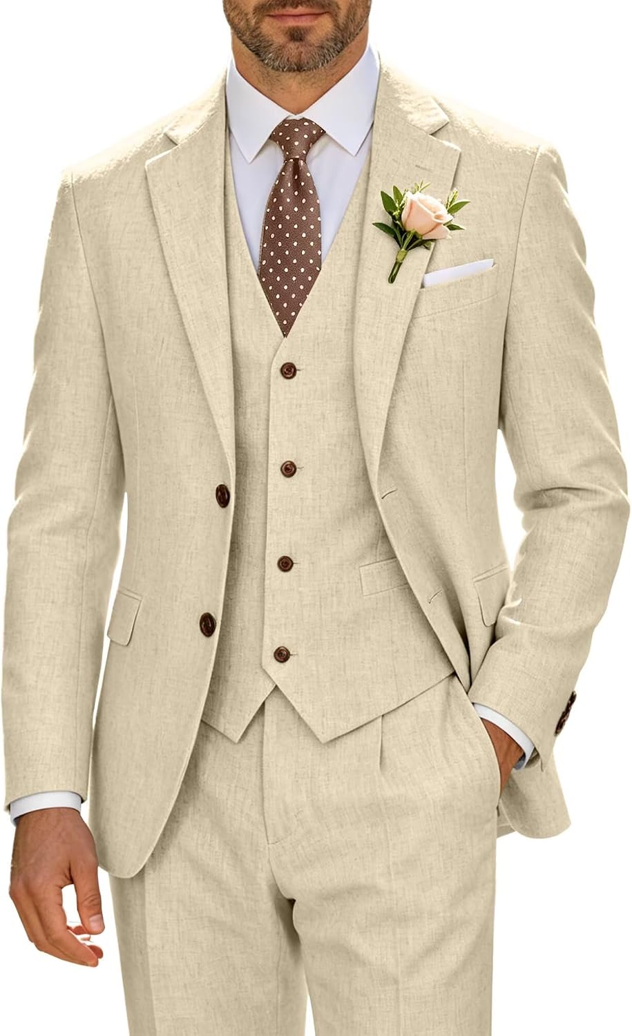 Premium Linen Three-Piece Suit (Beach Wedding & Business Casual)