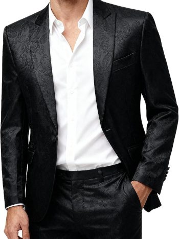 Paisley Print One-Button Two-Piece Party Suit