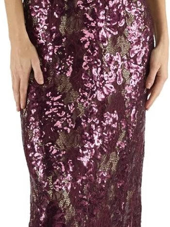 Beaded Mesh Boat-Neck Bishop-Sleeve Column Gown