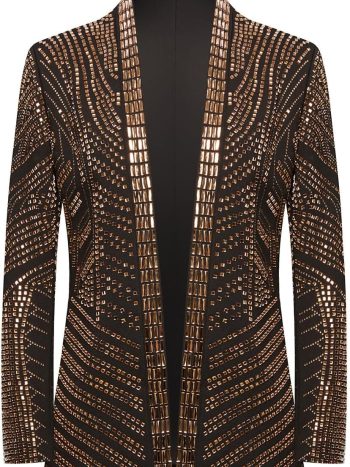 Bespoke Embroidered Sequin Dinner Jacket (Black & Gold)