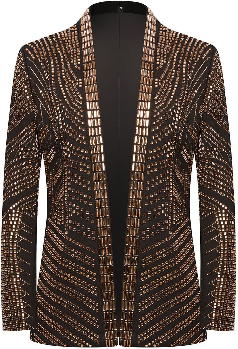 Bespoke Embroidered Sequin Dinner Jacket (Black & Gold)