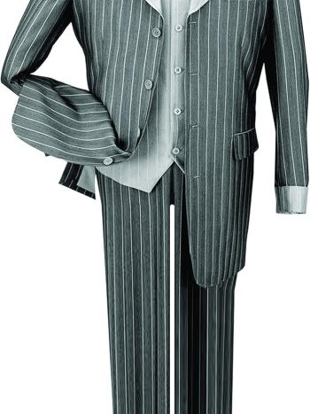 Contrast-Stripe Suit with Vest (Custom Color Options)