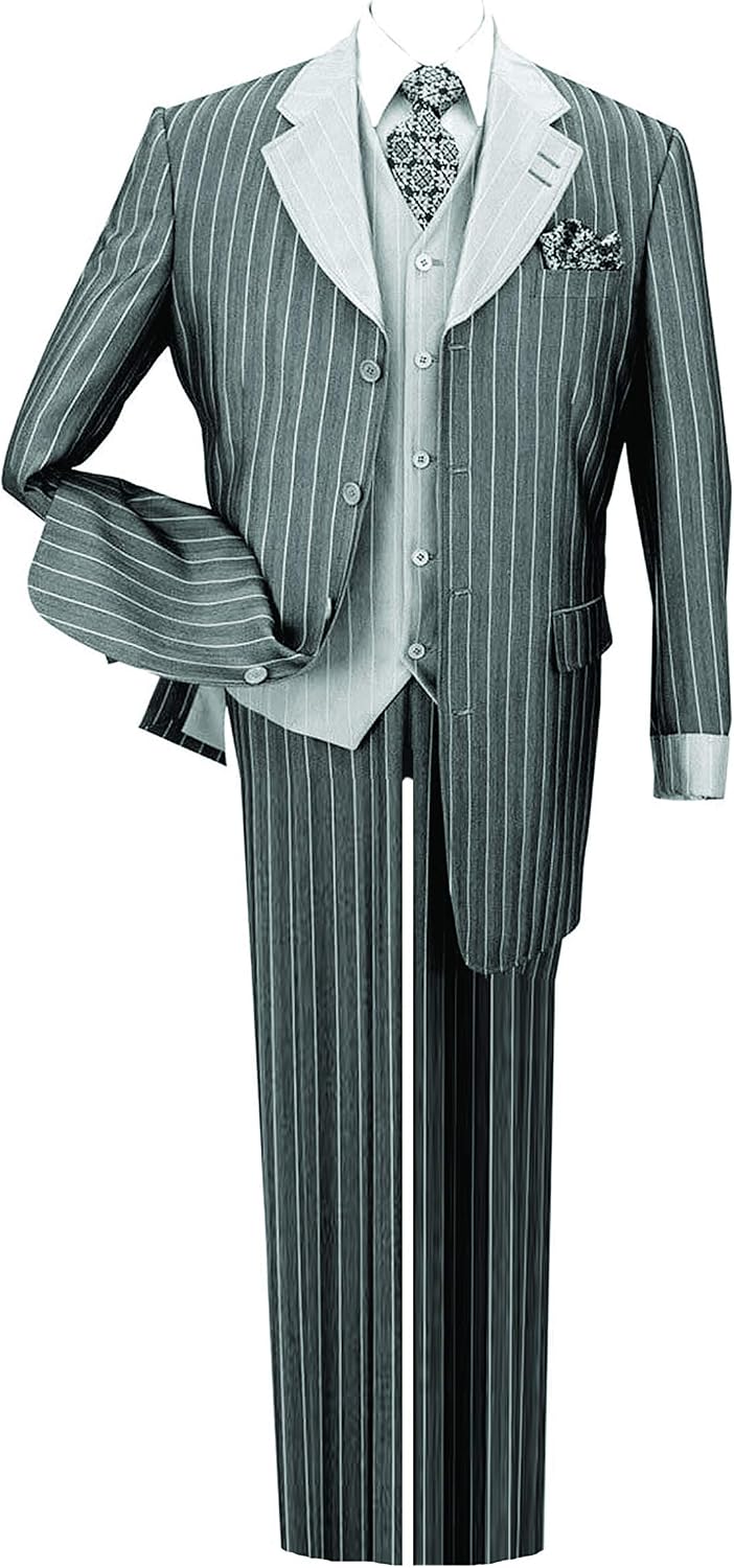 Contrast-Stripe Suit with Vest (Custom Color Options)