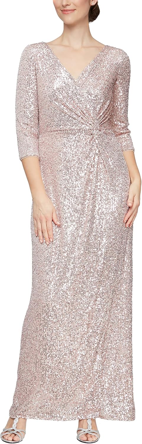 Flutter-Sleeve Chiffon Knee-Length Cocktail Dress (Crewneck, Semi-Formal, Wedding Guest & Cruise Party)
